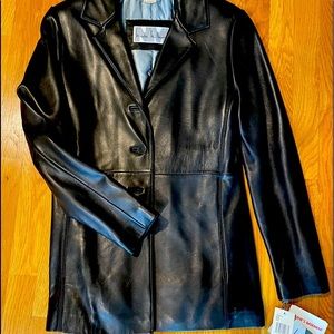 Black leather NICOLE MILLER jacket fully lined NEW